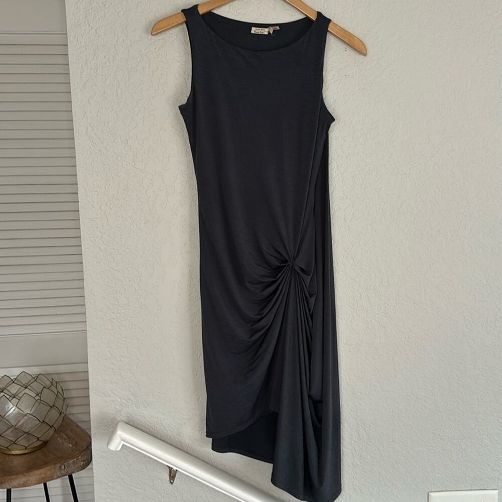 Leon Max Limited Edition Gray Asymmetrical Dress Minimalist Waterfall Ruched